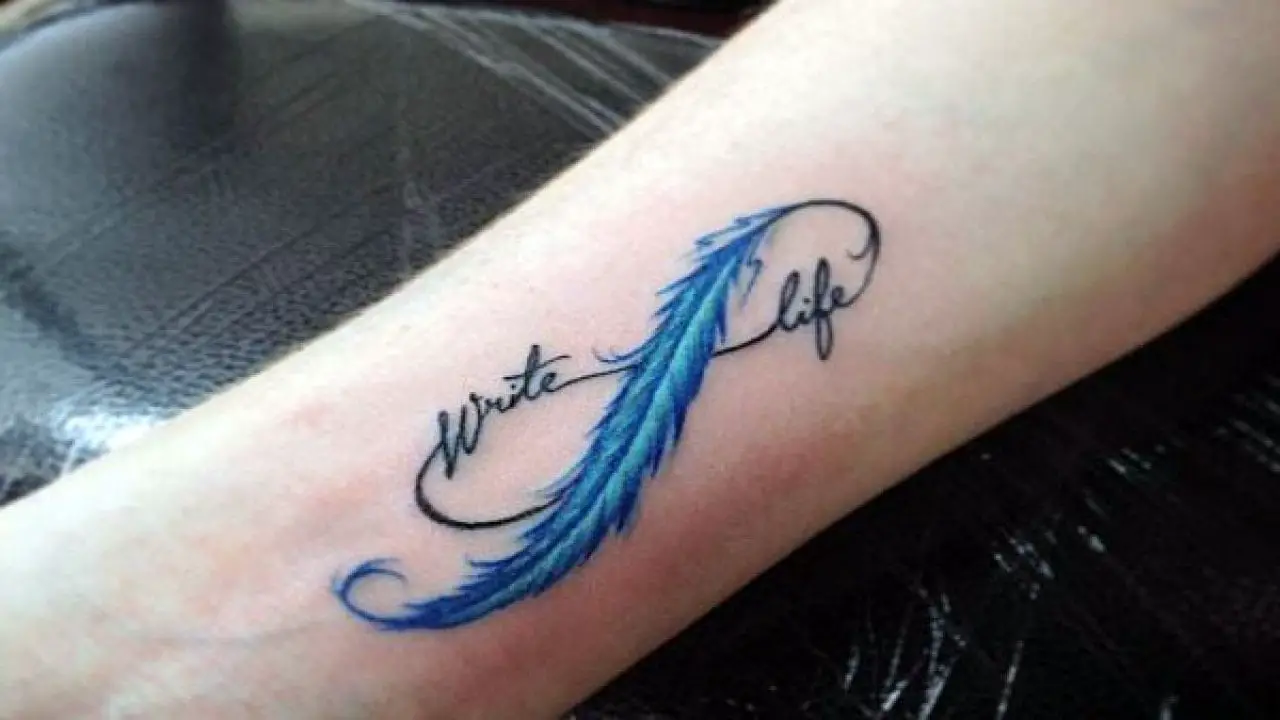 Infinity feather tattoo