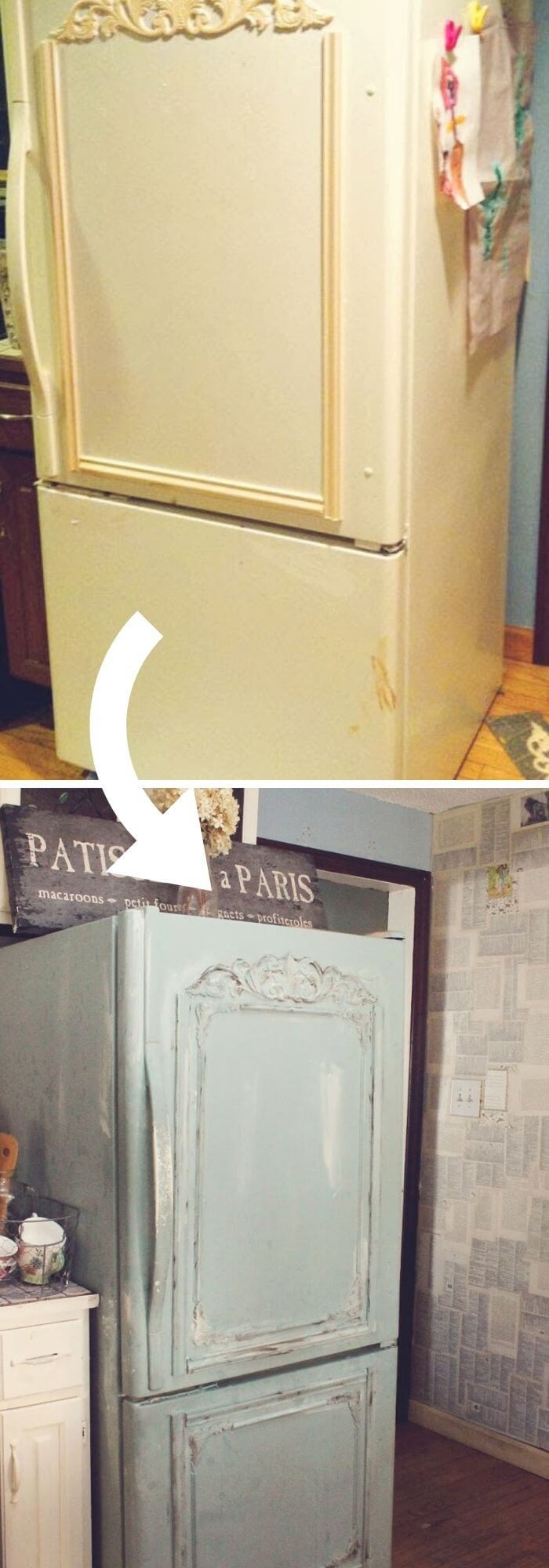 Turn old fridge to Shabby style