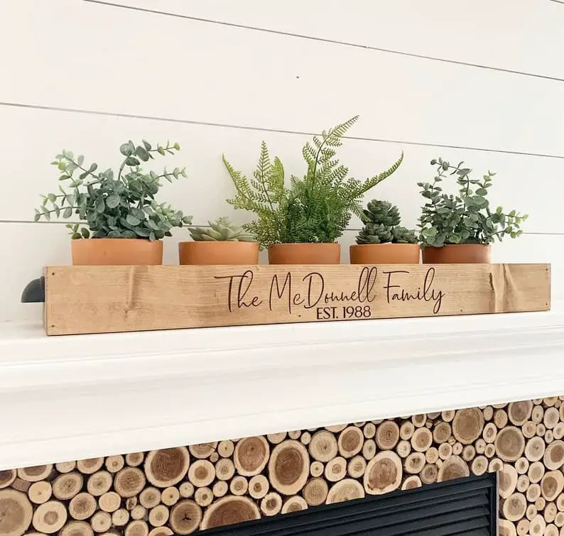 DIY wood burnt plant tray