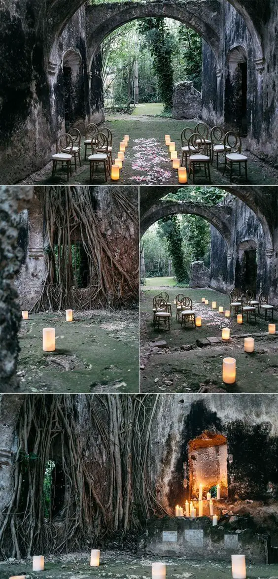 A magical wedding ceremony setup in Mexico at this unique, jungle venue