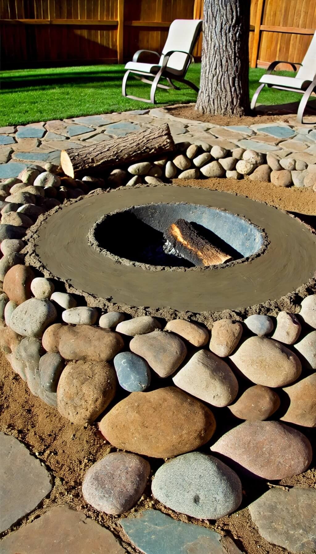 Rustic Stone-Edged Fire Pit