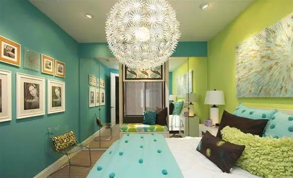 Teal and Lime Green bedroom