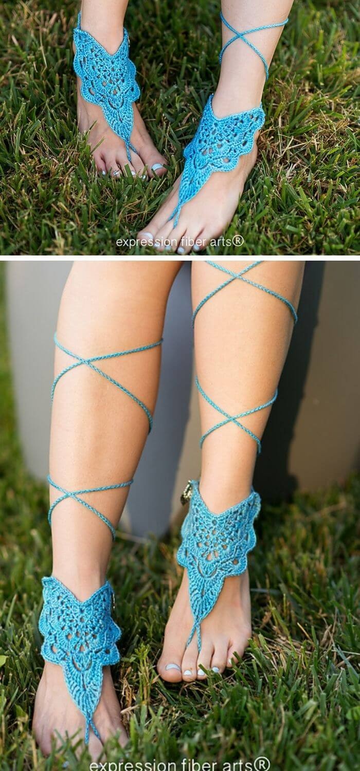 Crochet flutterby barefoot sandals