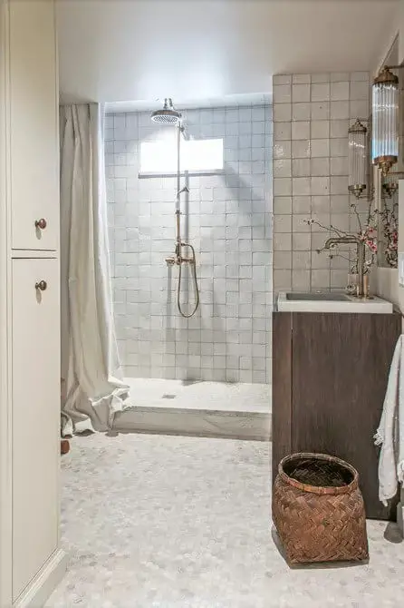 Stone tiled basement bathroom