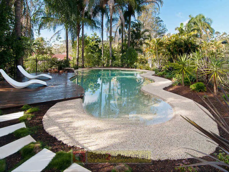 Australian Native Garden Design Using Grass with Pool & Rockery