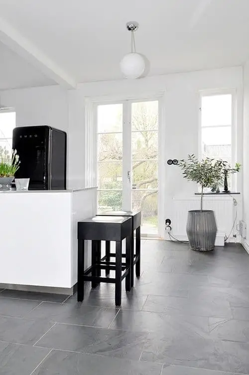 Grey kitchen floor tiles