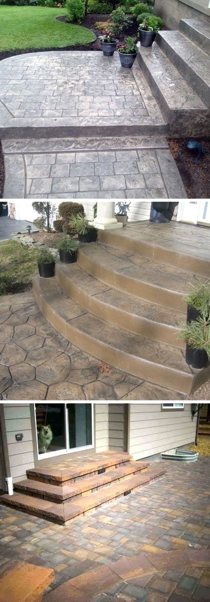 #10. Stamped concrete patio steps