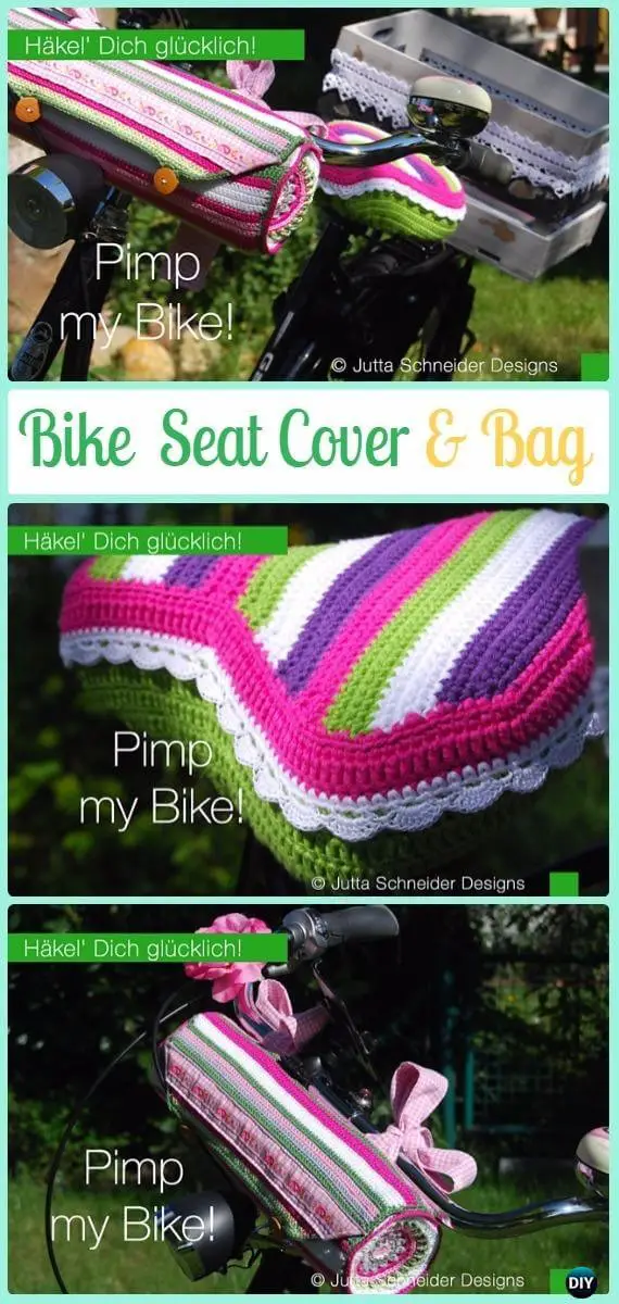 Crochet Bike Seat Cover and Bag.