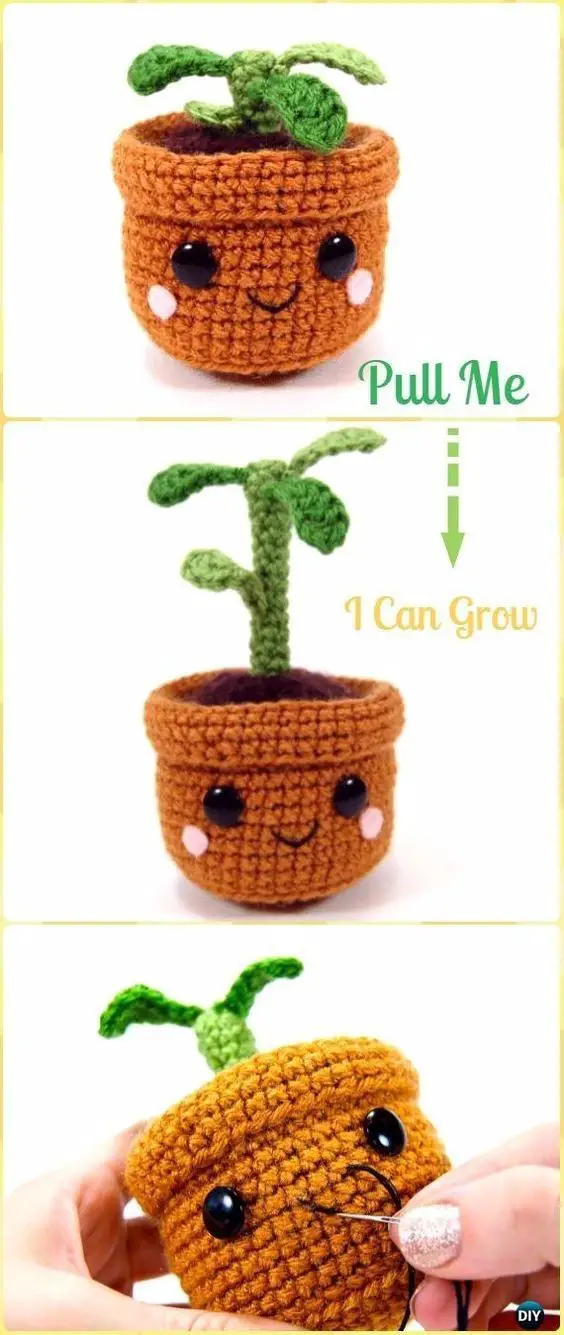 Pull and Grow Amigurumi Plant