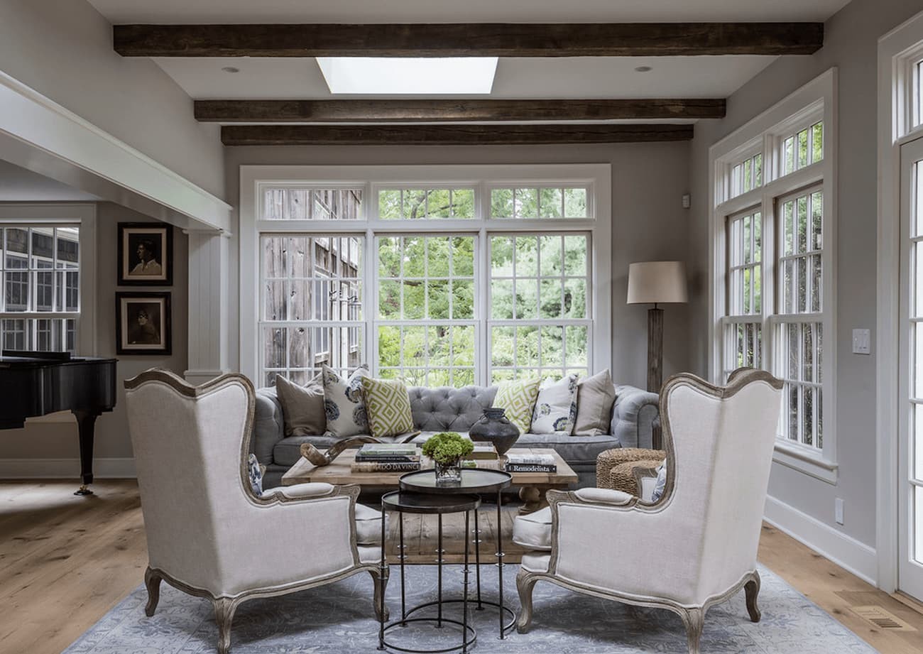 Rustic gray couch living room