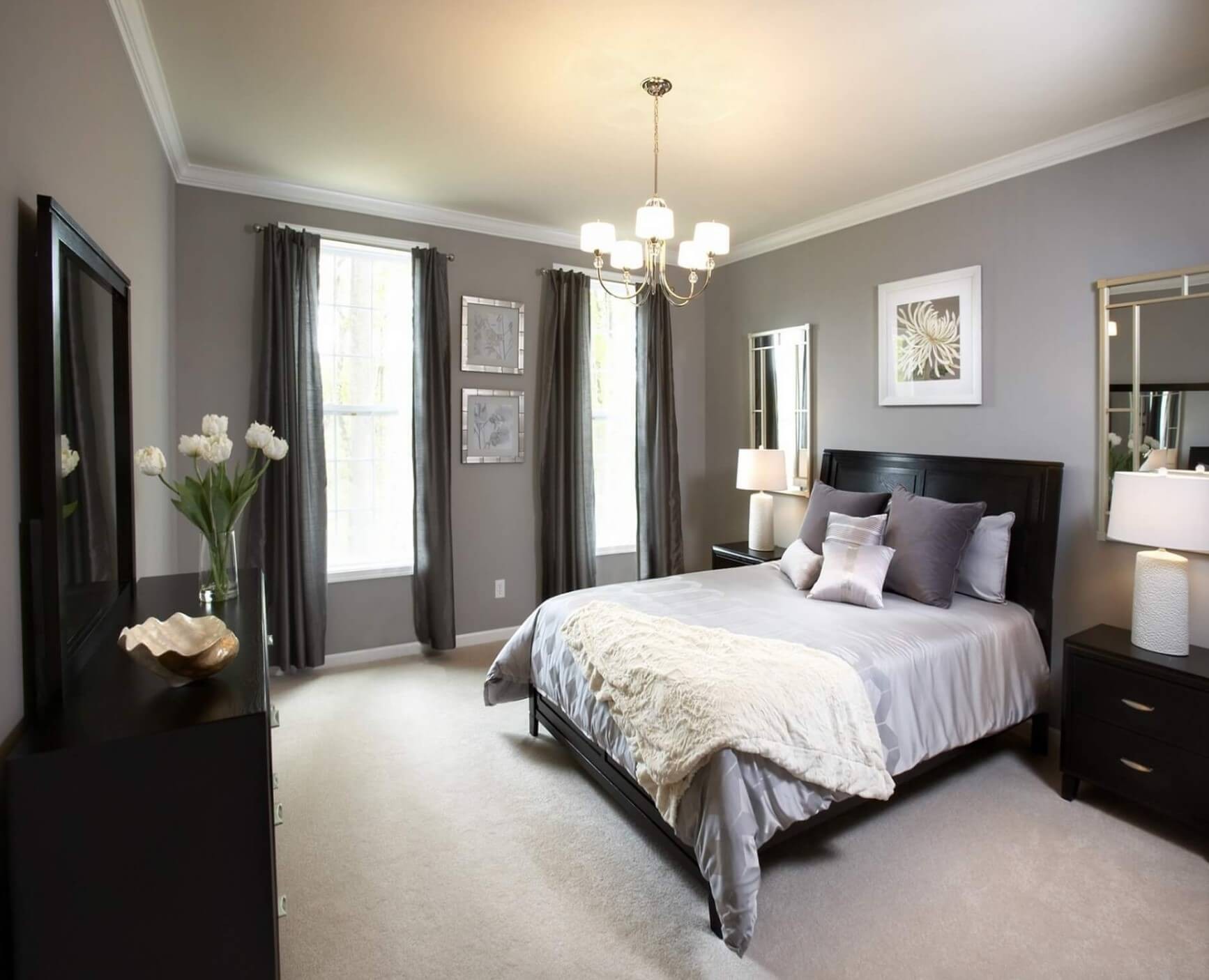 Neat grey bedroom