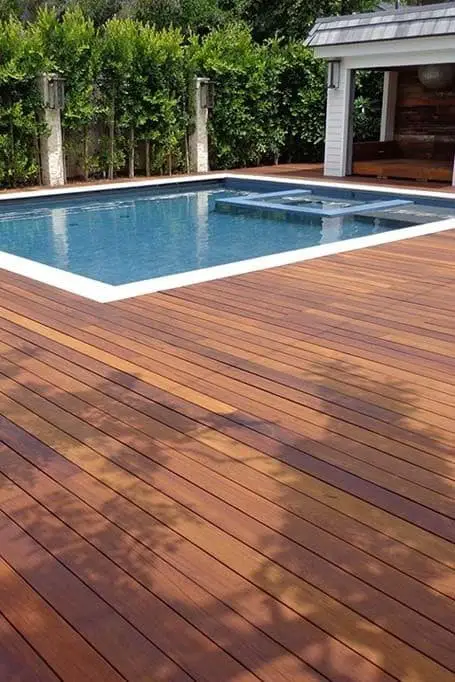 Decking surrounding a pool that is non-slip