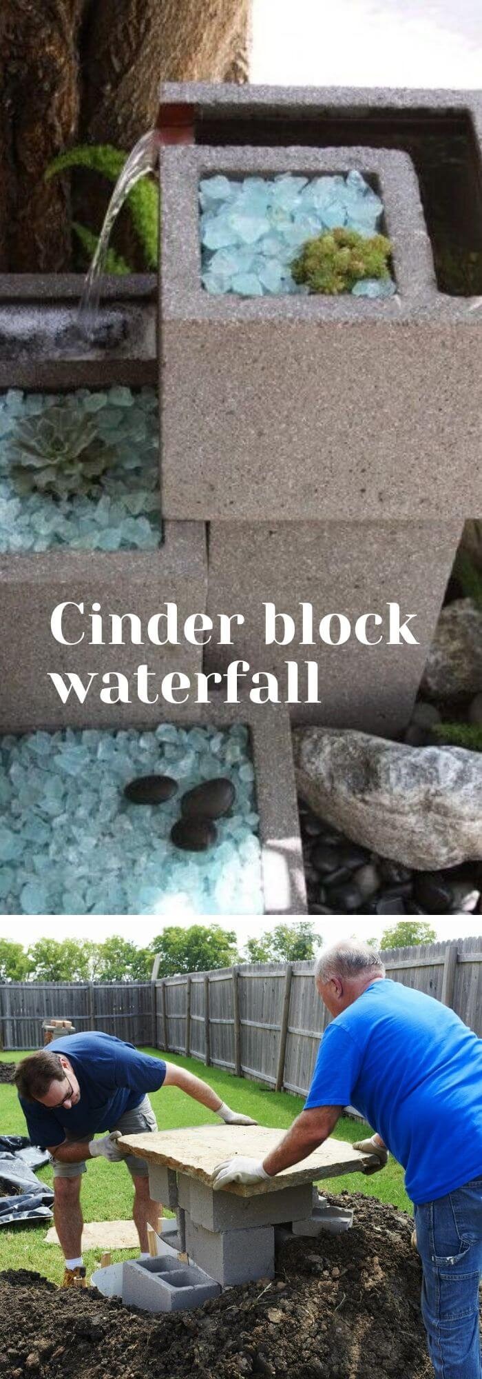 Cinder block waterfall