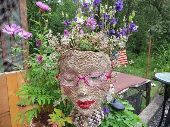 Styrofoam Heads Garden Pots