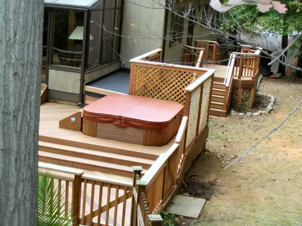 Traditional hot tub deck