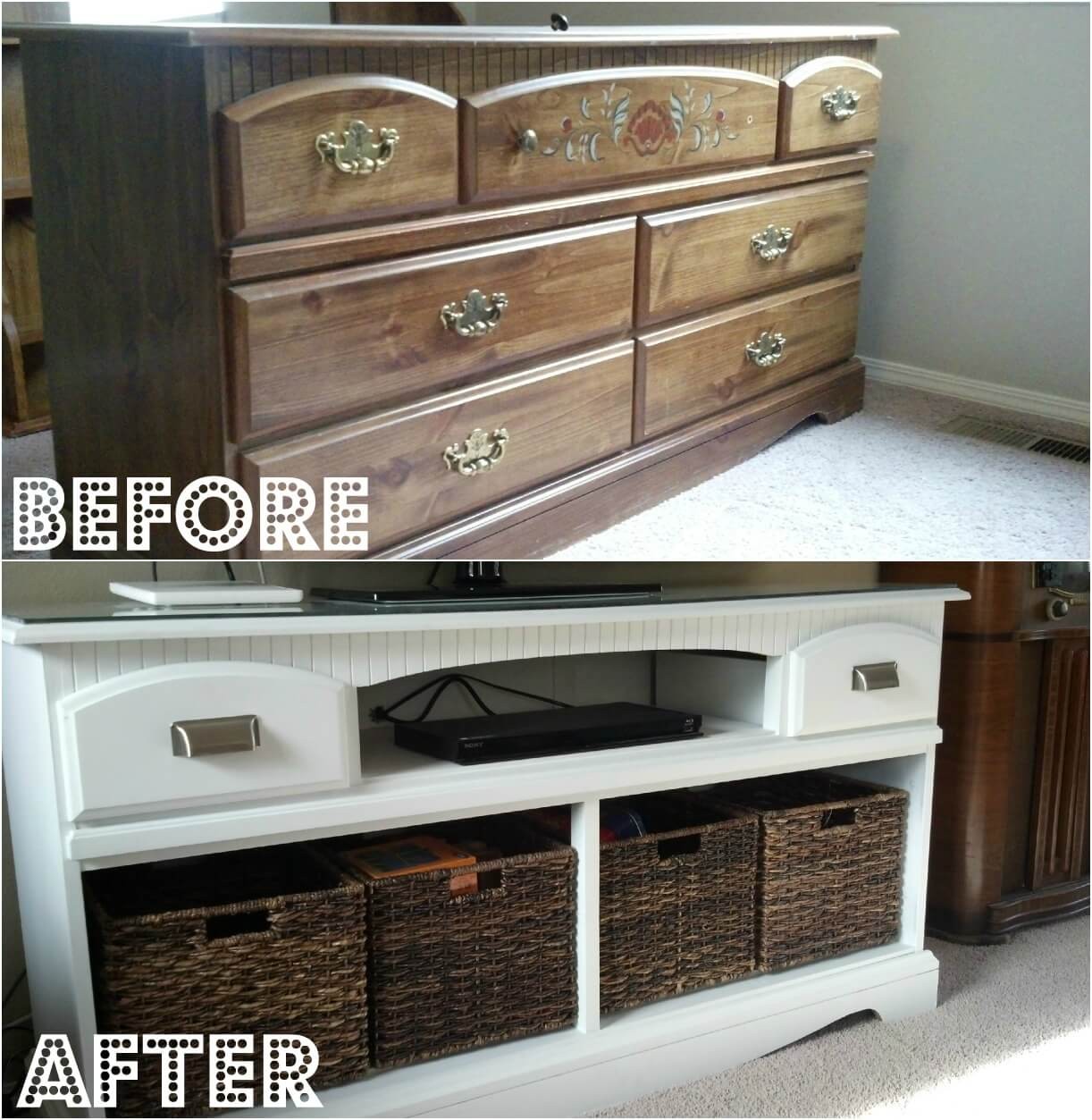 Turn dresser into tv stand