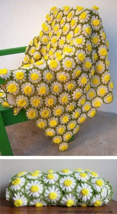 15 Crochet Daisy Flower Blanket Free Patterns
