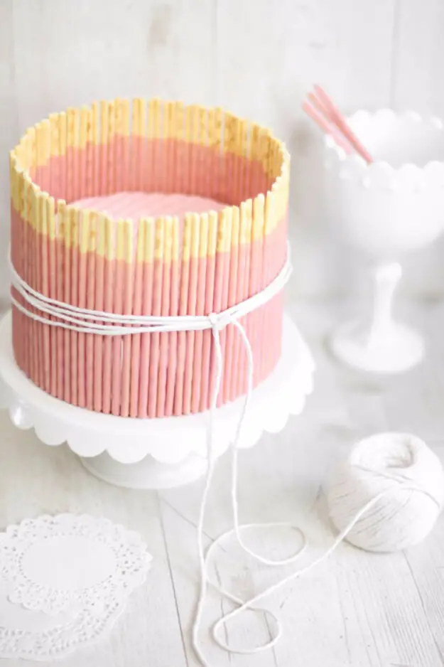 Pink Vanilla Pocky Cake