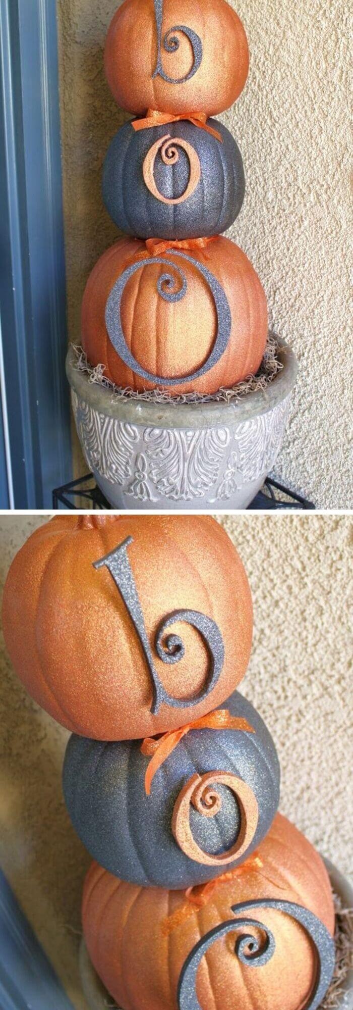 #16. Glitter Pumpkin Topiary