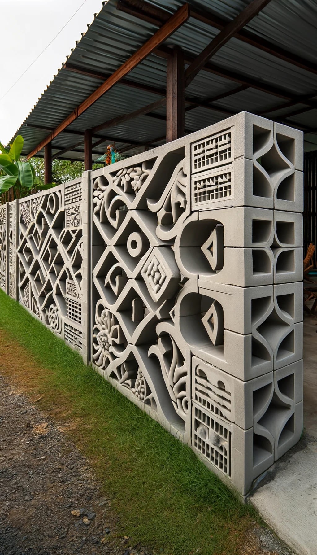 Cinder Block Fence with Decorative Openings