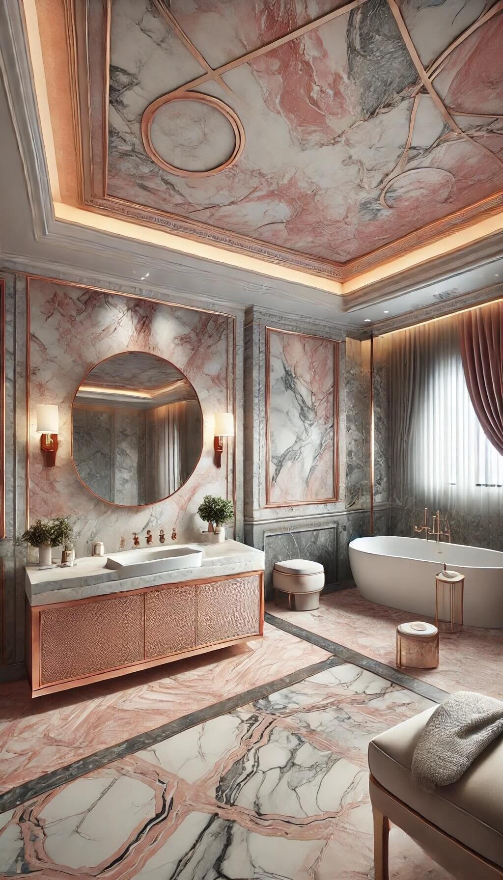 Pink and Grey Marble Effect