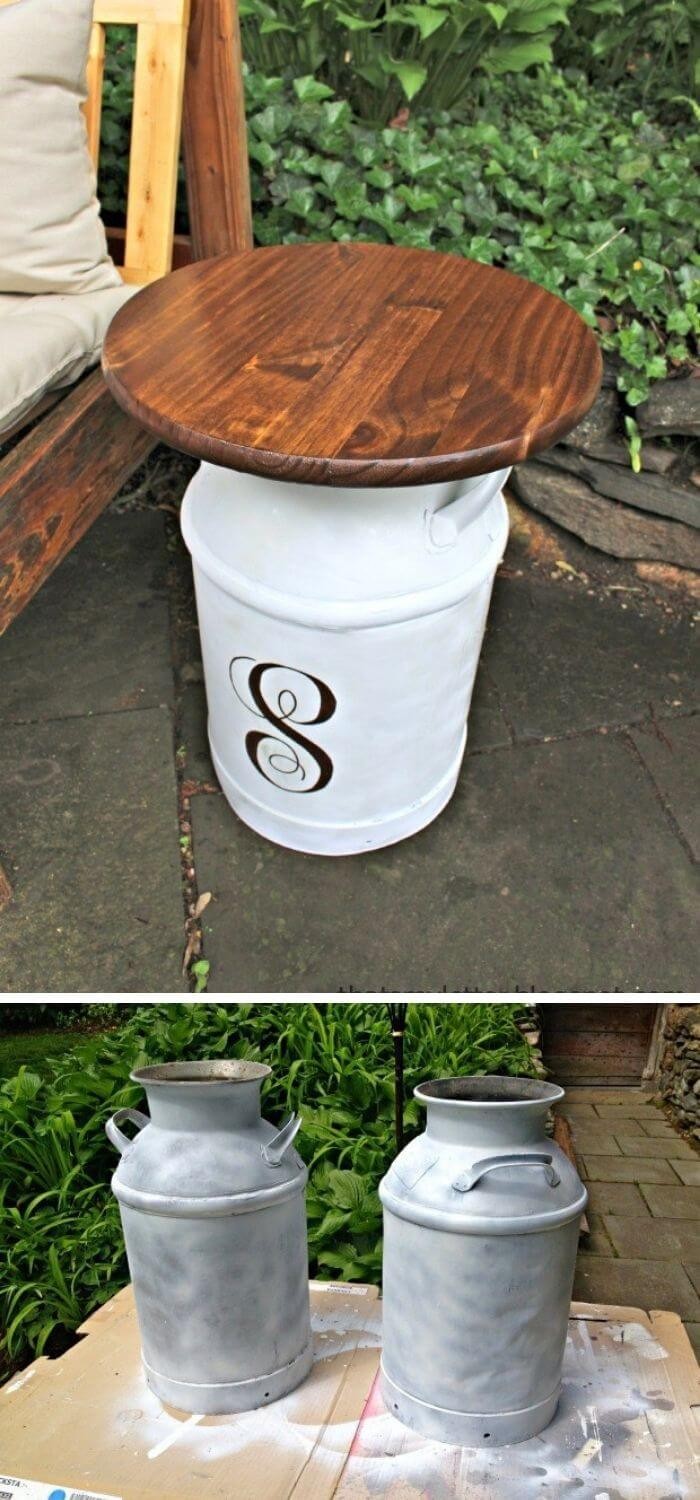 Vintage milk jug side table