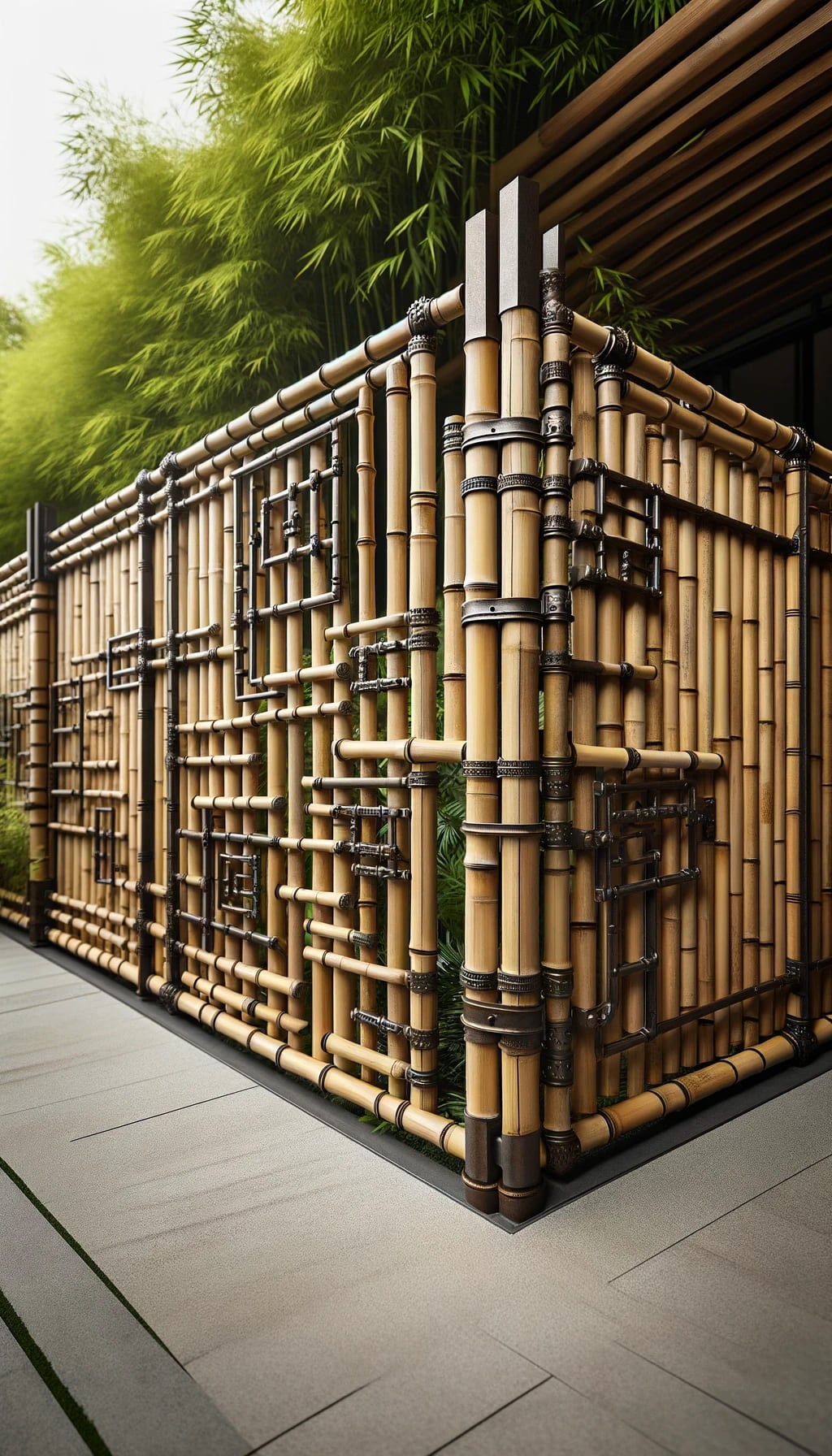 Bamboo Fence with Metal Accents