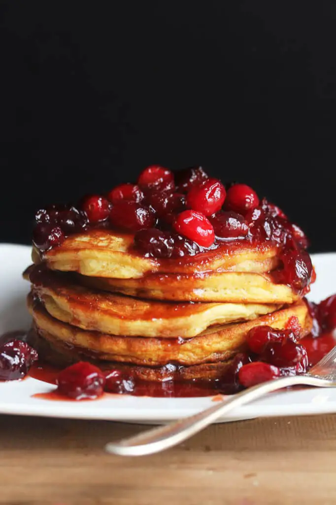 #17. Eggnog Pancakes with Maple Cranberry Syrup