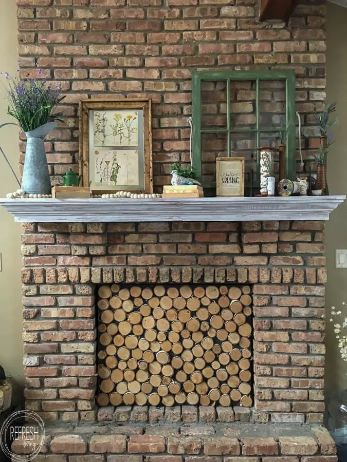 Vintage farmhouse Spring mantel