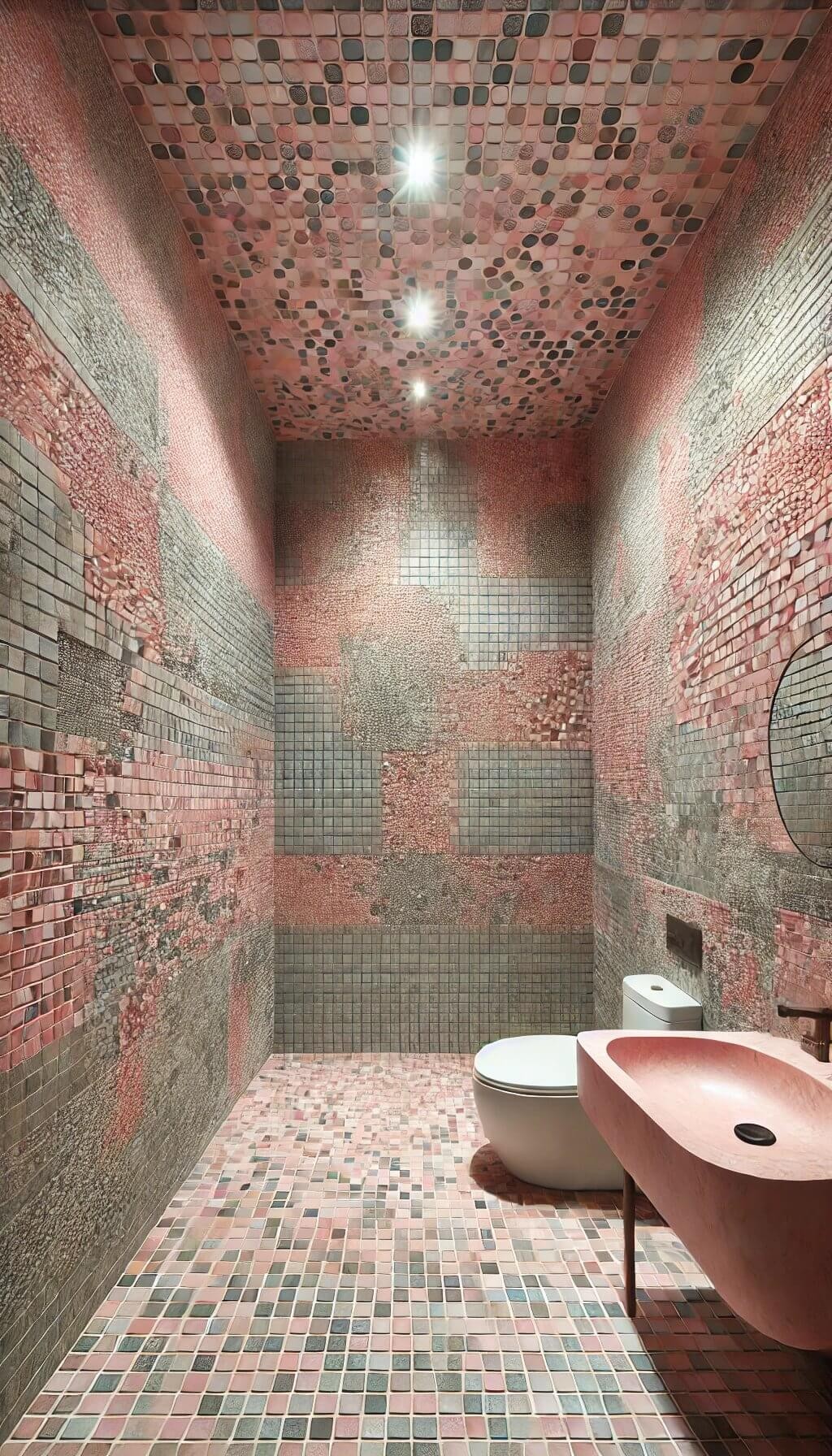 Pink and Grey Mosaic Tiles