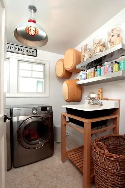 Small laundry room ideas with utility sink.