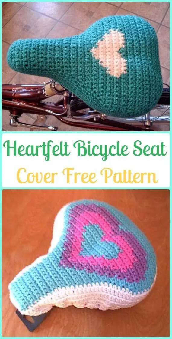 Crochet heartfelt Bicycle Seat Cover