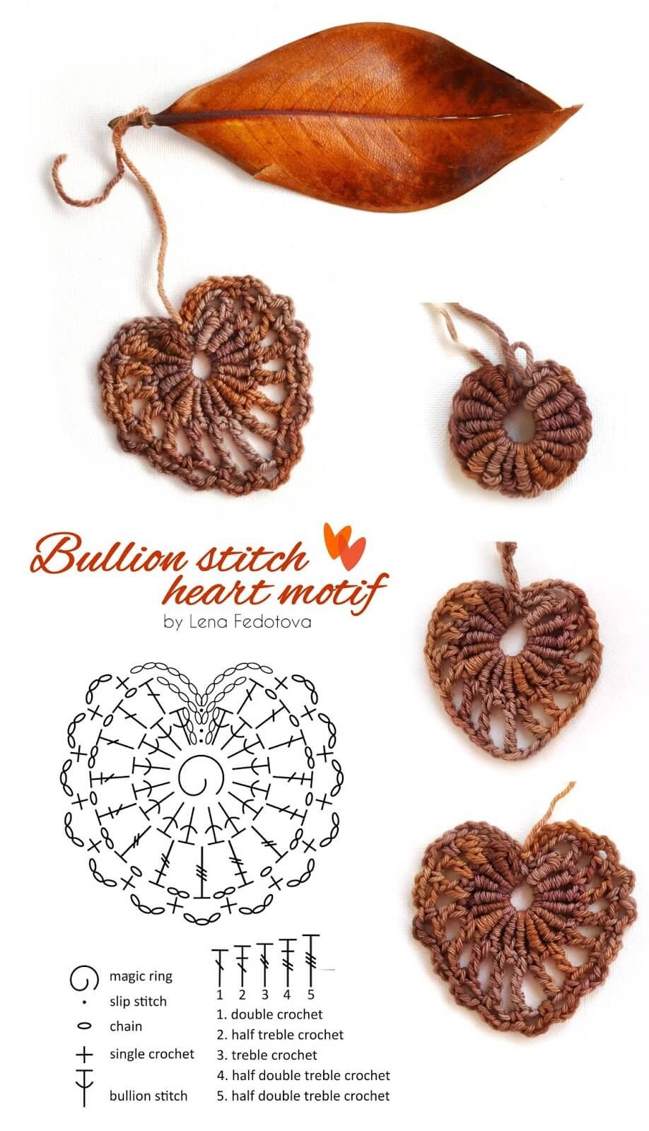 Bullion Stitch Hearts Pattern