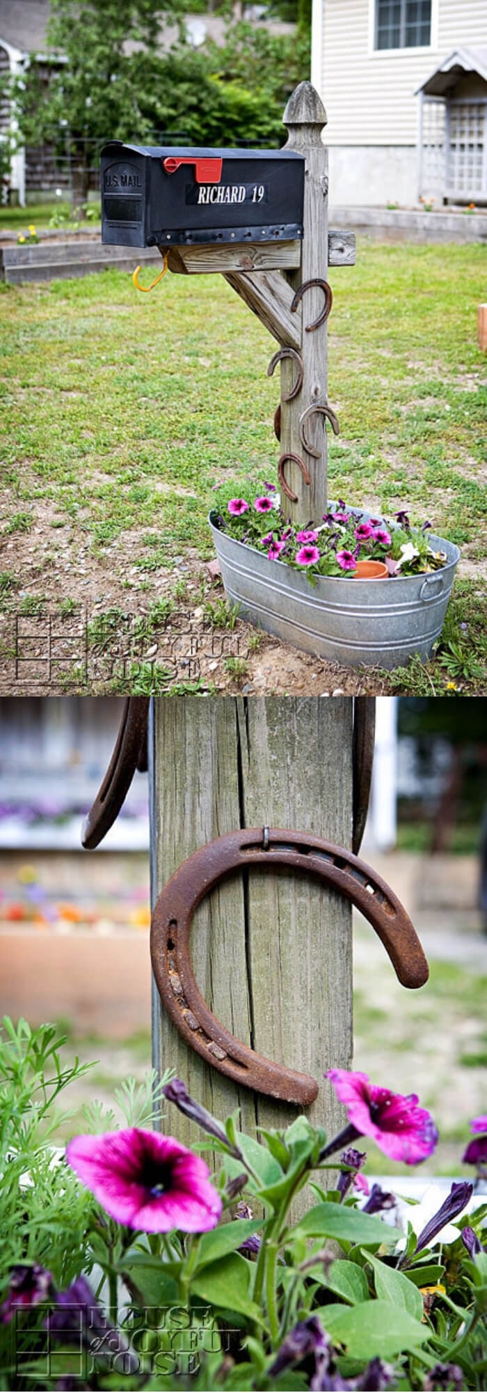 Mailbox from horse shoes