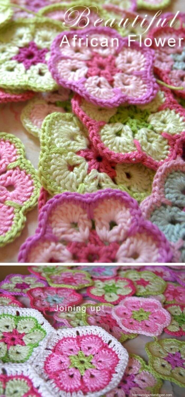 Crochet African flower blanket free pattern