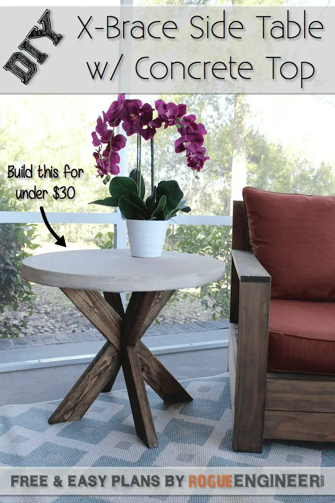 X-Brace Side Table Concrete Top Under $30