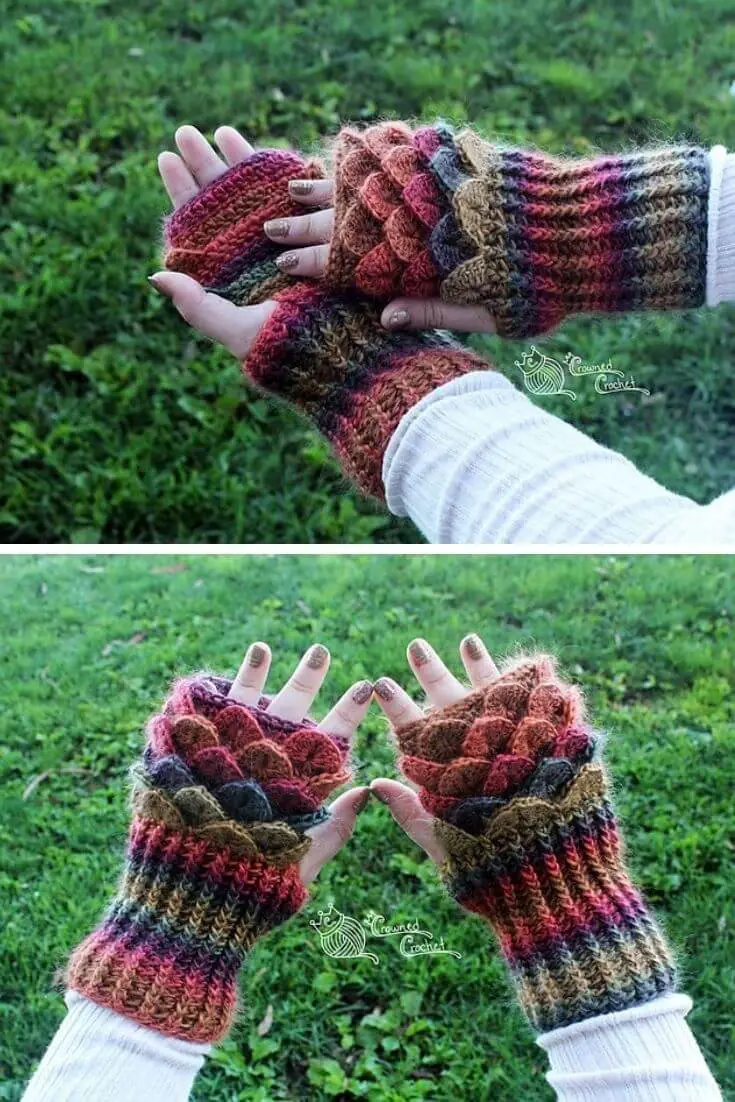 Dragon scale fingerless Gloves gauntlets