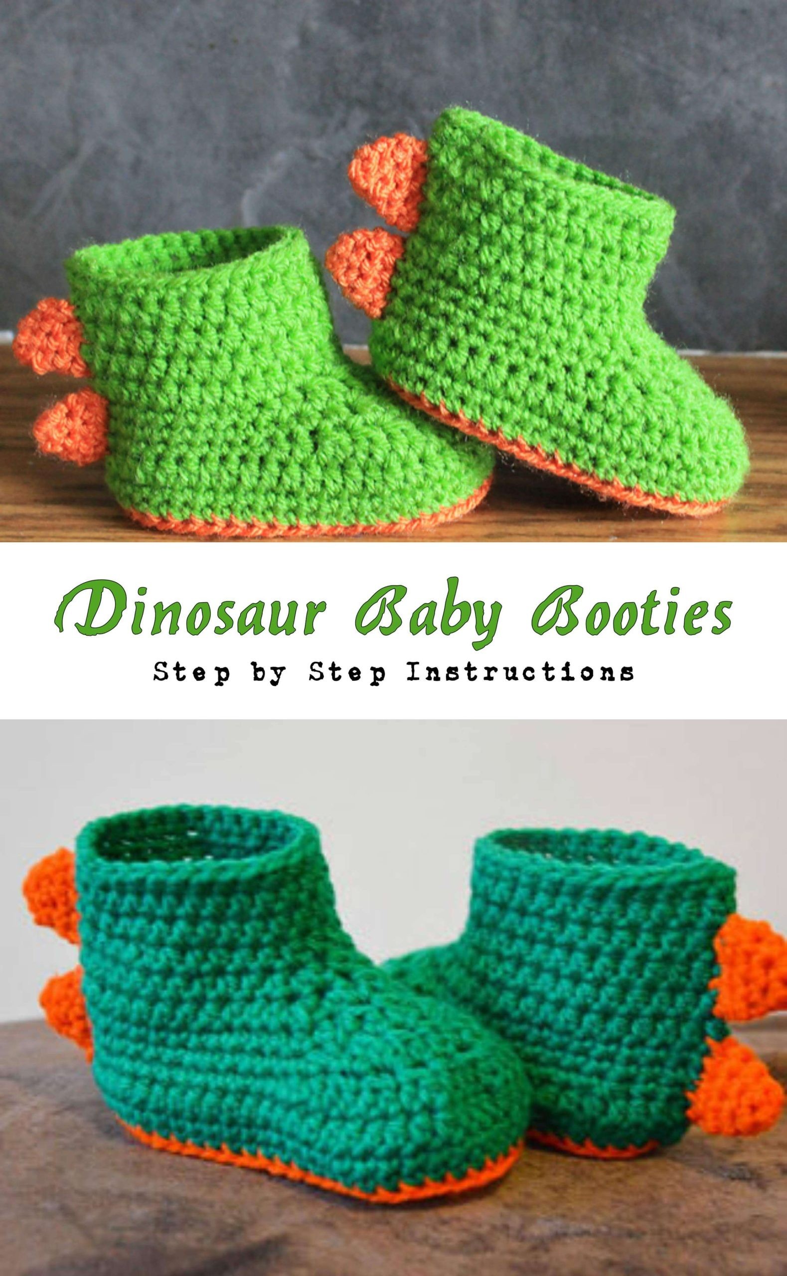 Dinosaur Baby Booties Free Crochet Pattern