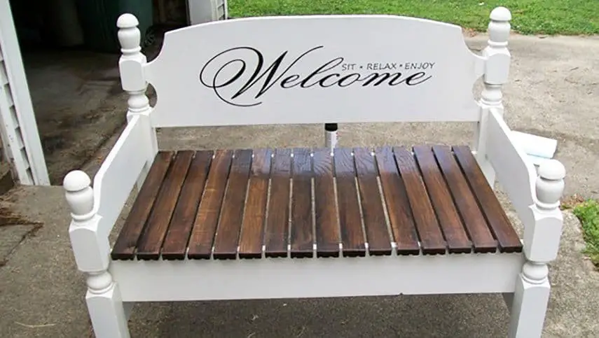 Personalized, stenciled garden bench