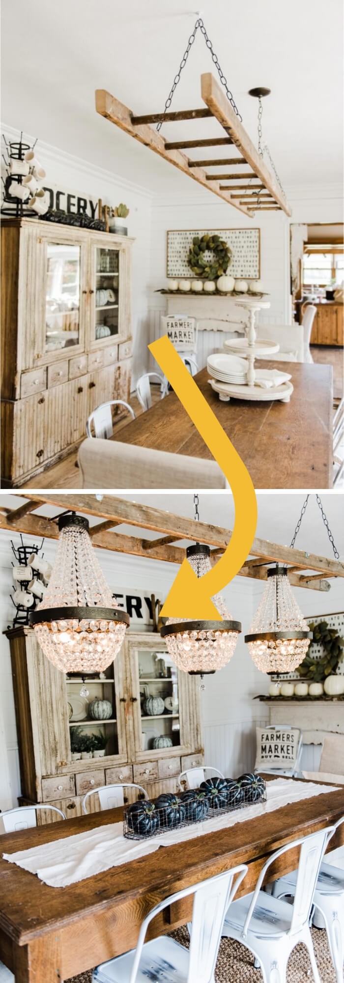 Turn a ladder into a light fixture