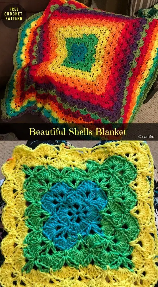 Beautiful shells Rainbow Blanket