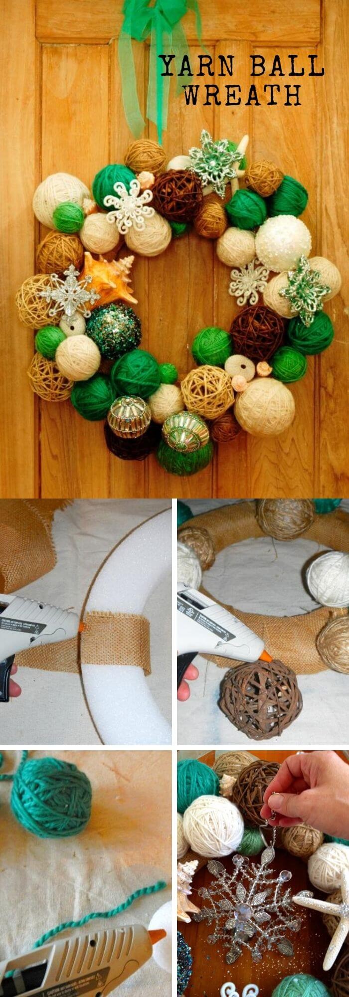 The yarn ball wreath