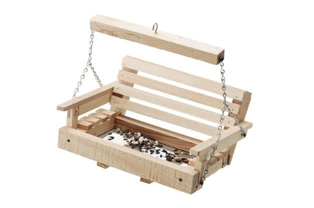 Porch swing squirrel feeder