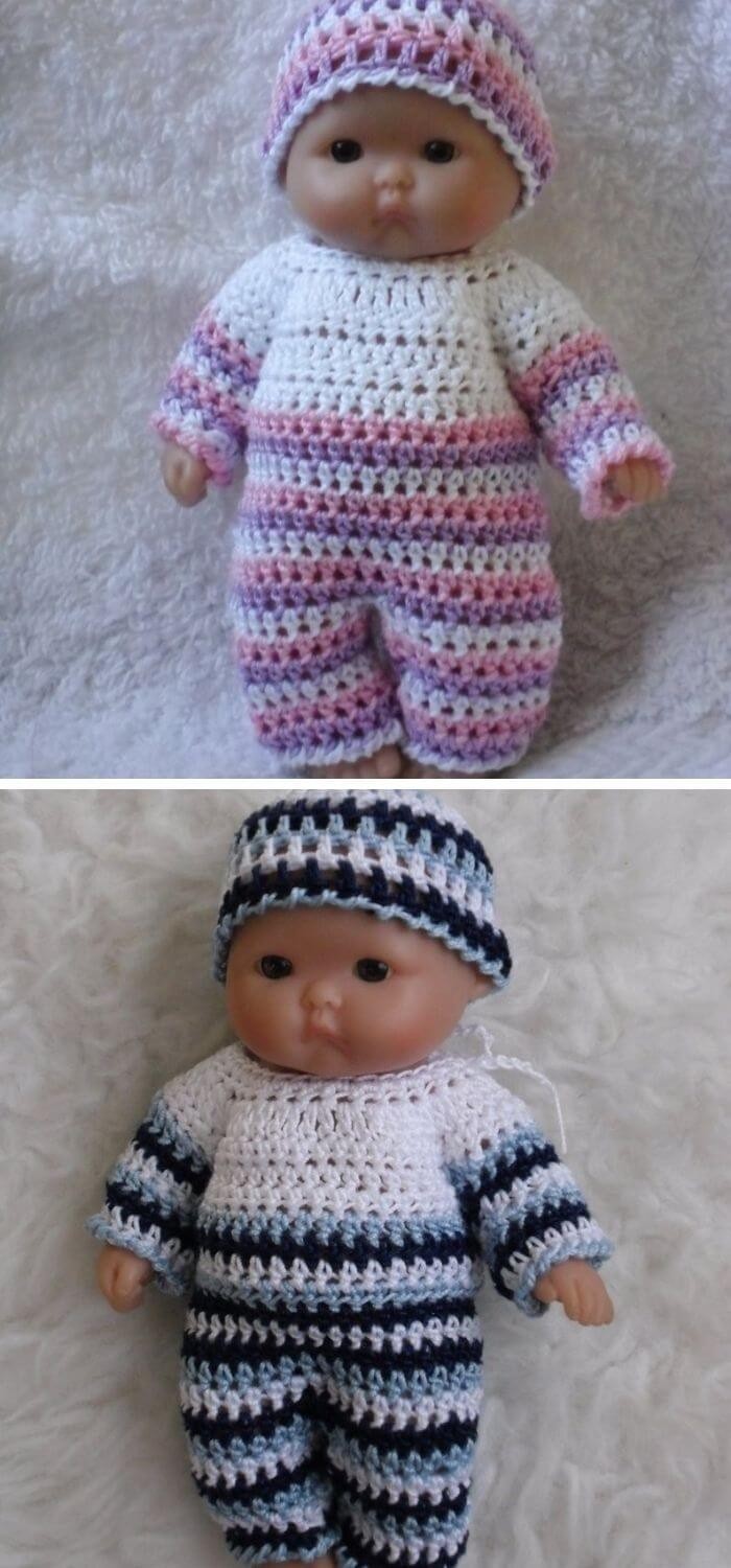 Doll onesie free crochet pattern