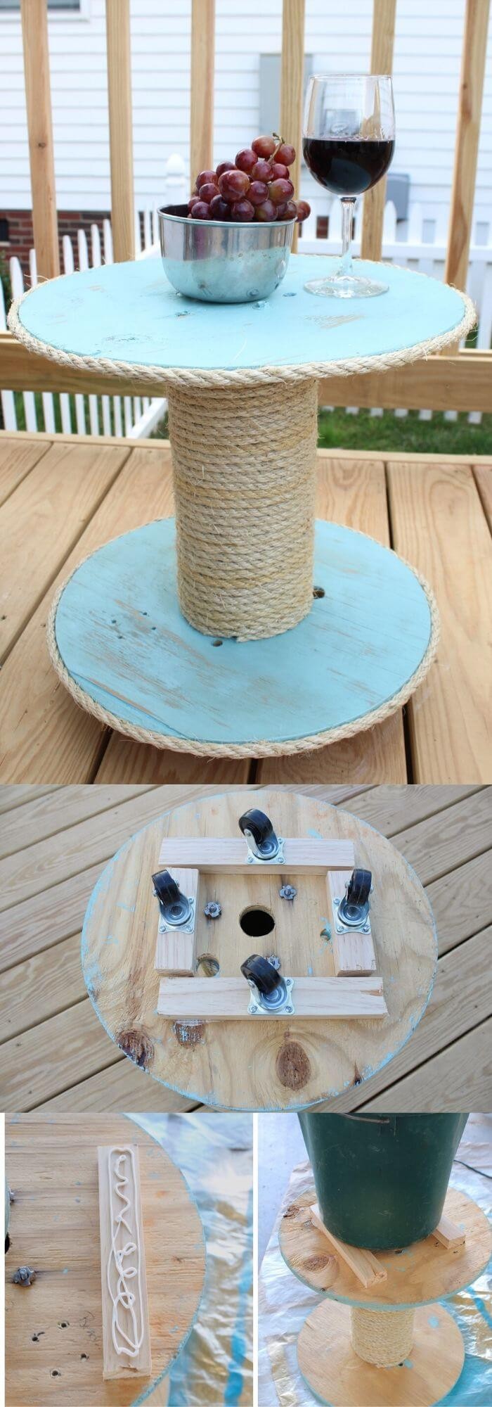 DIY nautical spool side table