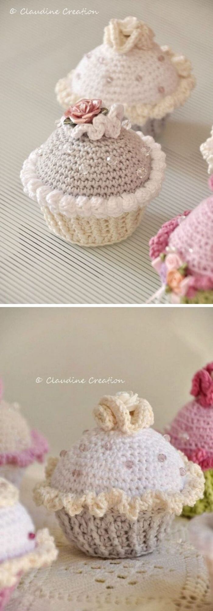 White Crochet Cupcakes