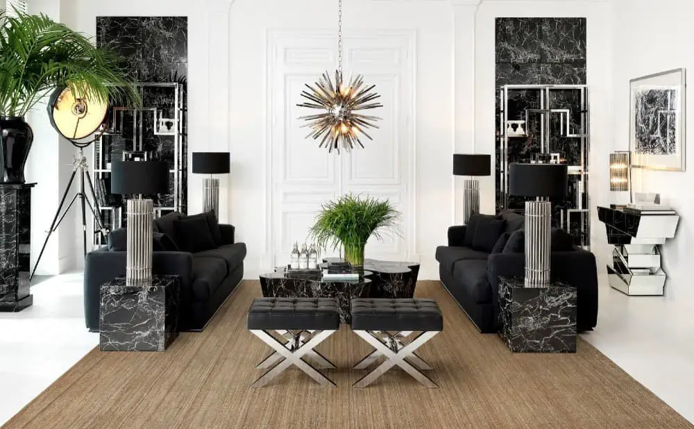 Black and white living room ideas.