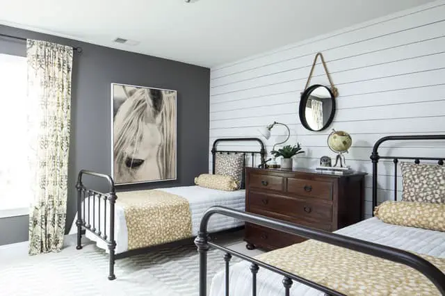 White shiplap accent wall ideas.