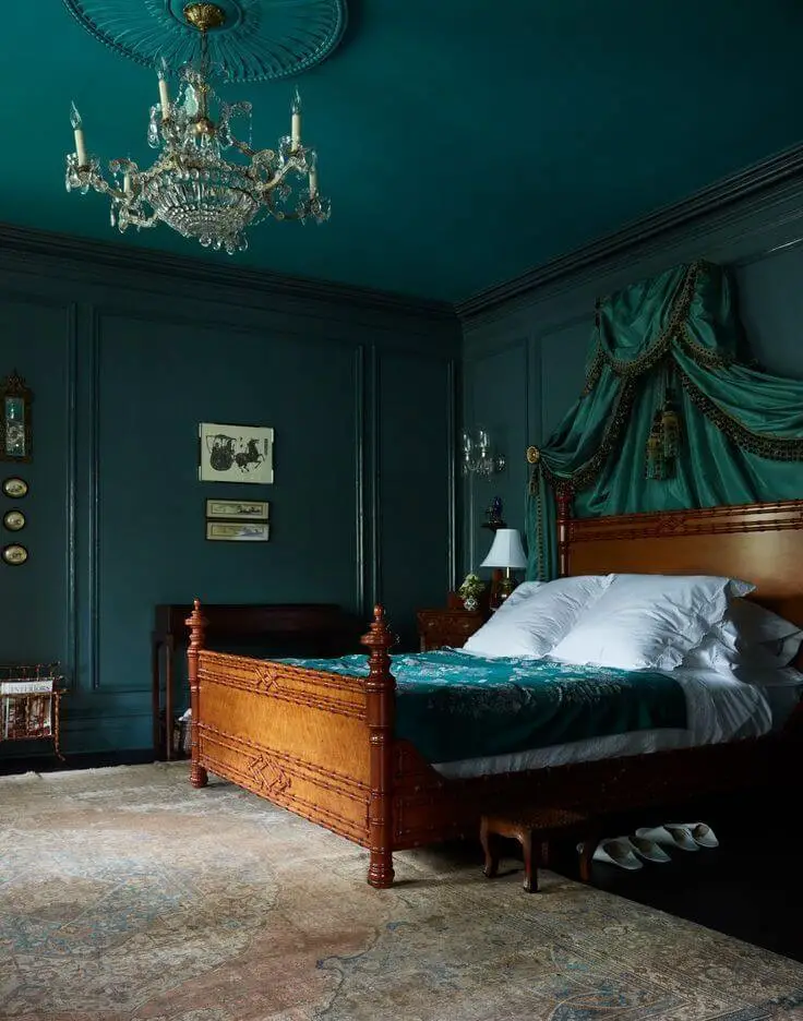 Dark teal bedroom