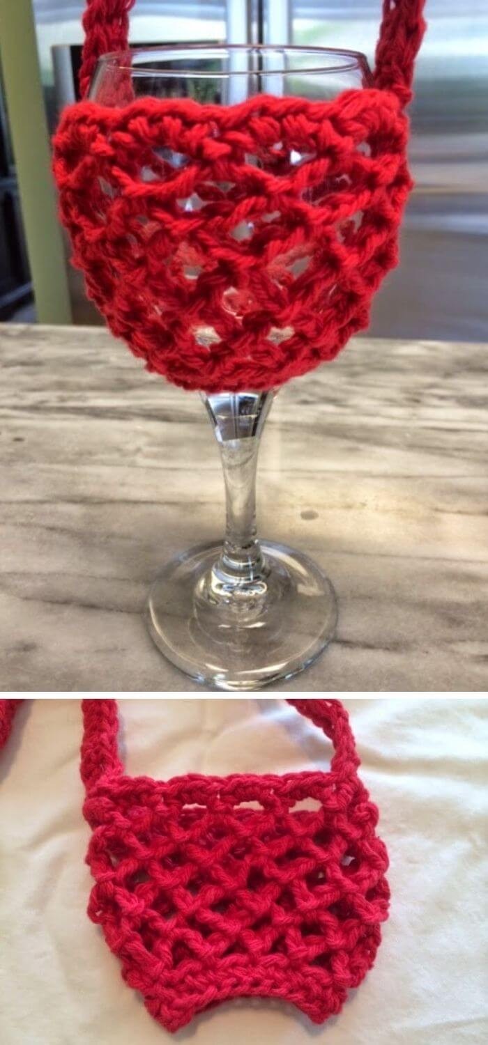 Crochet net wine Glass Holder